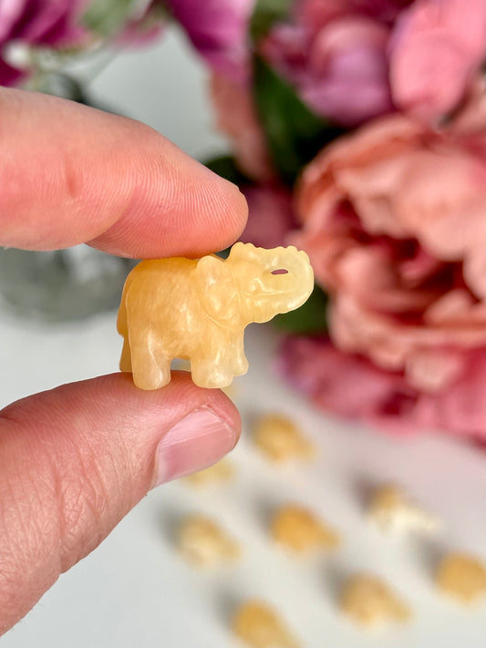 Yellow Calcite Mini Elephant Carving