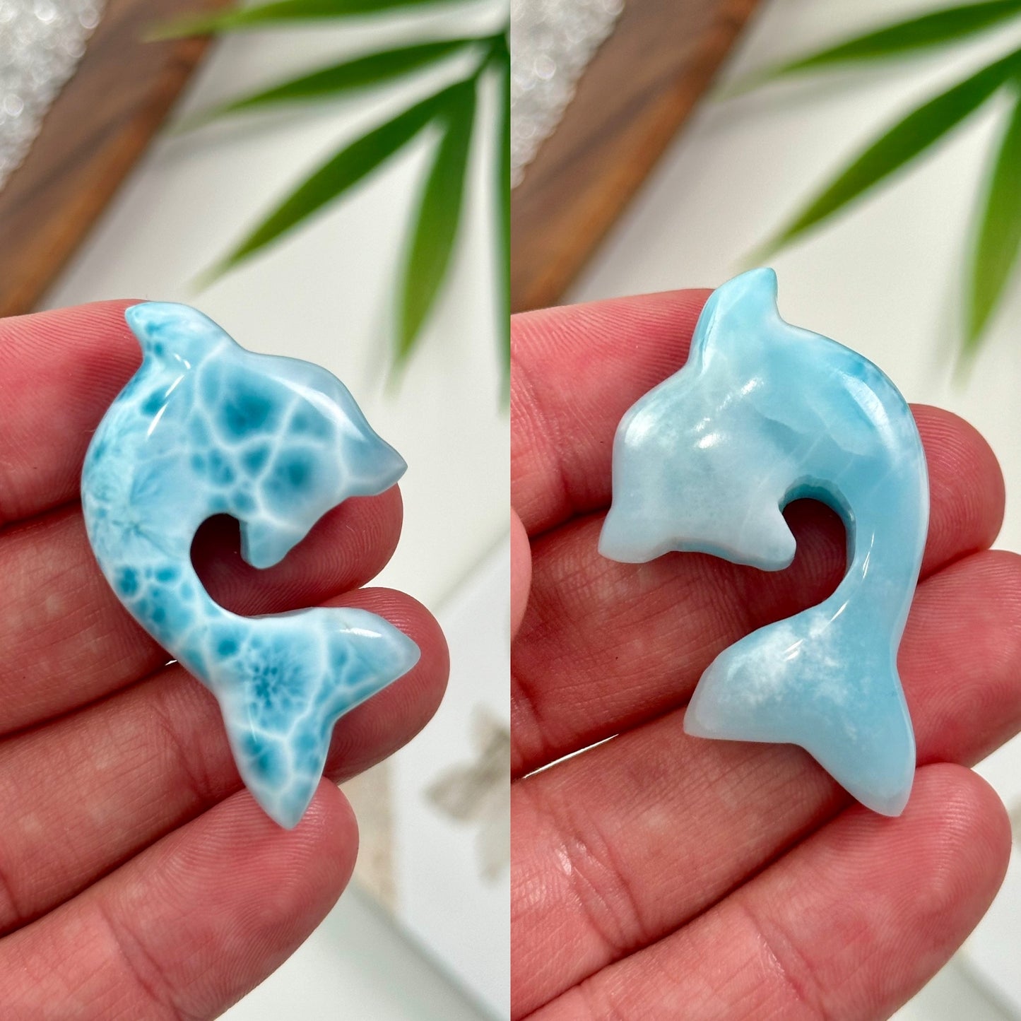 AA Larimar Dolphin Carvings