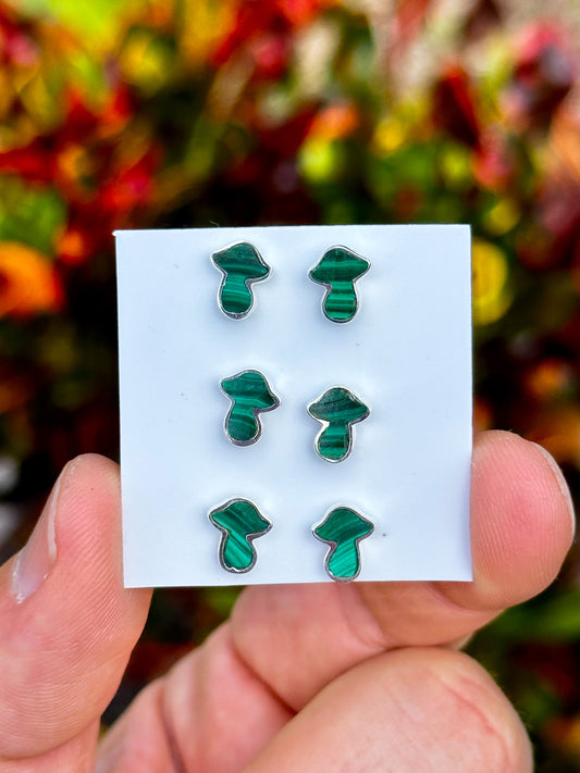 Malachite Mushroom Earrings