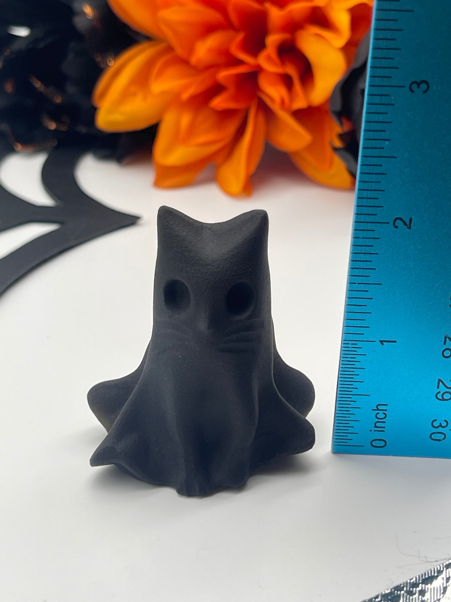 Black Obsidian Ghost Cat Carving