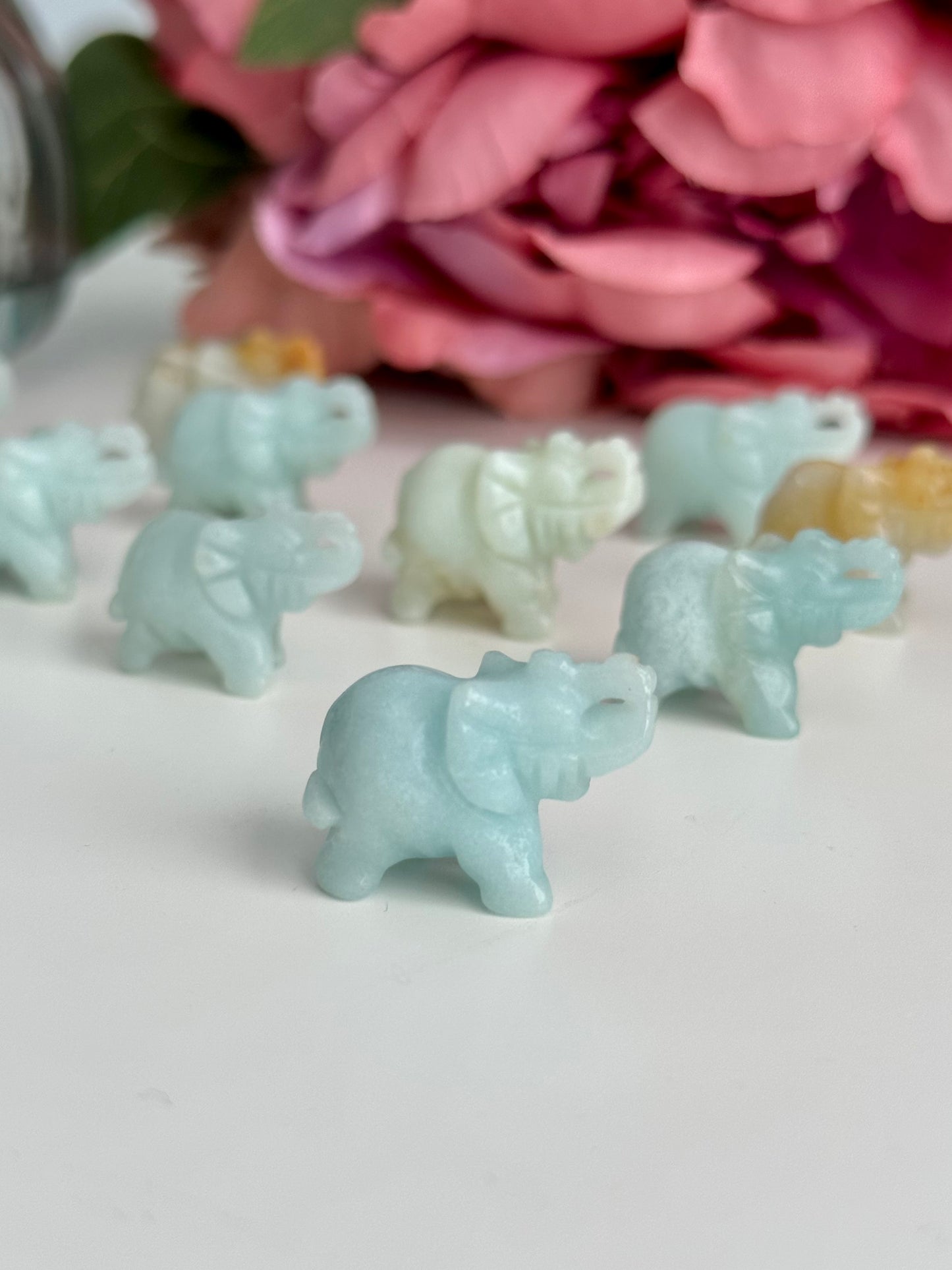 Blue Quartz Mini Elephant Carving