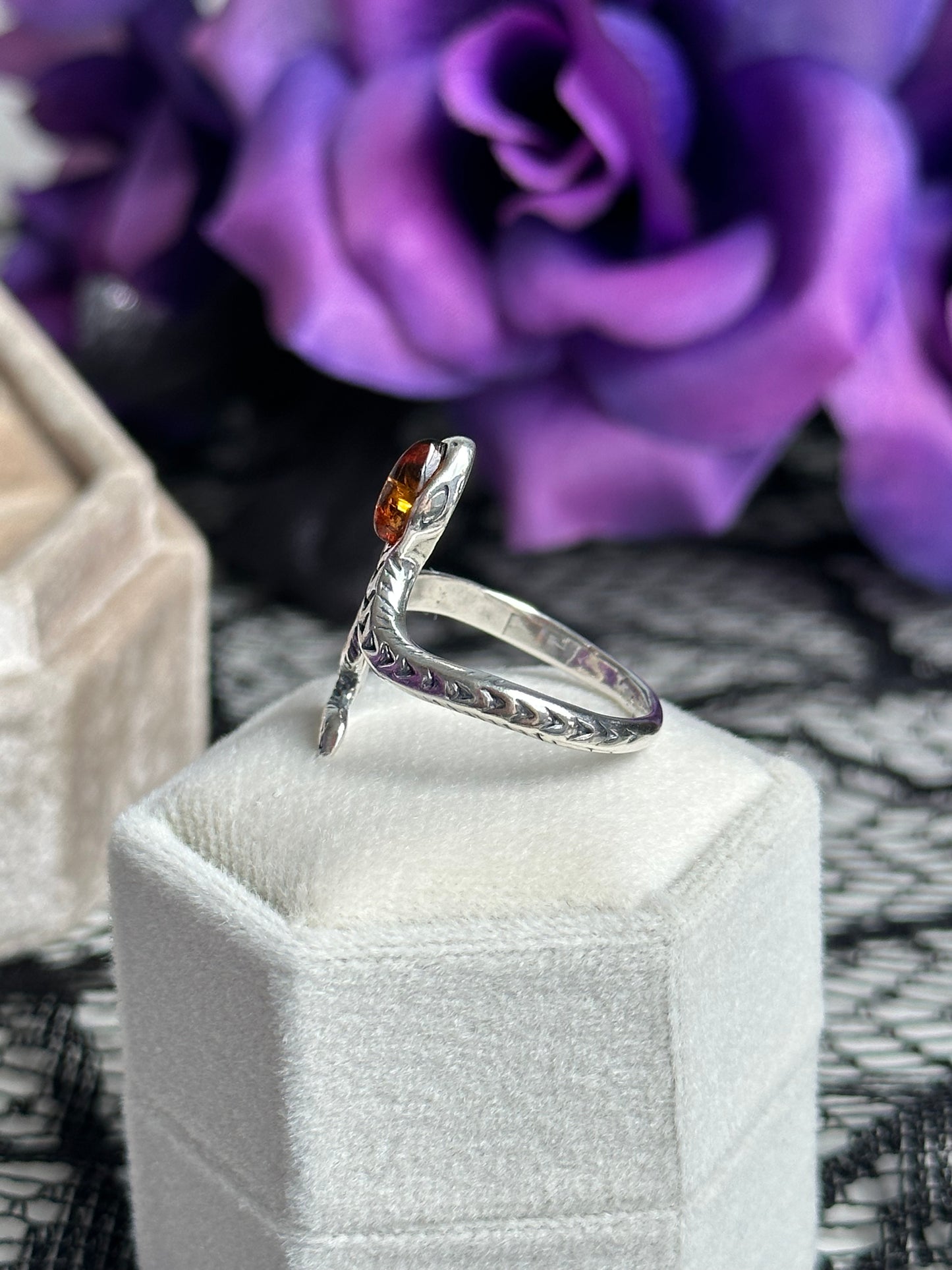 Baltic Amber Adjustable Snake Ring