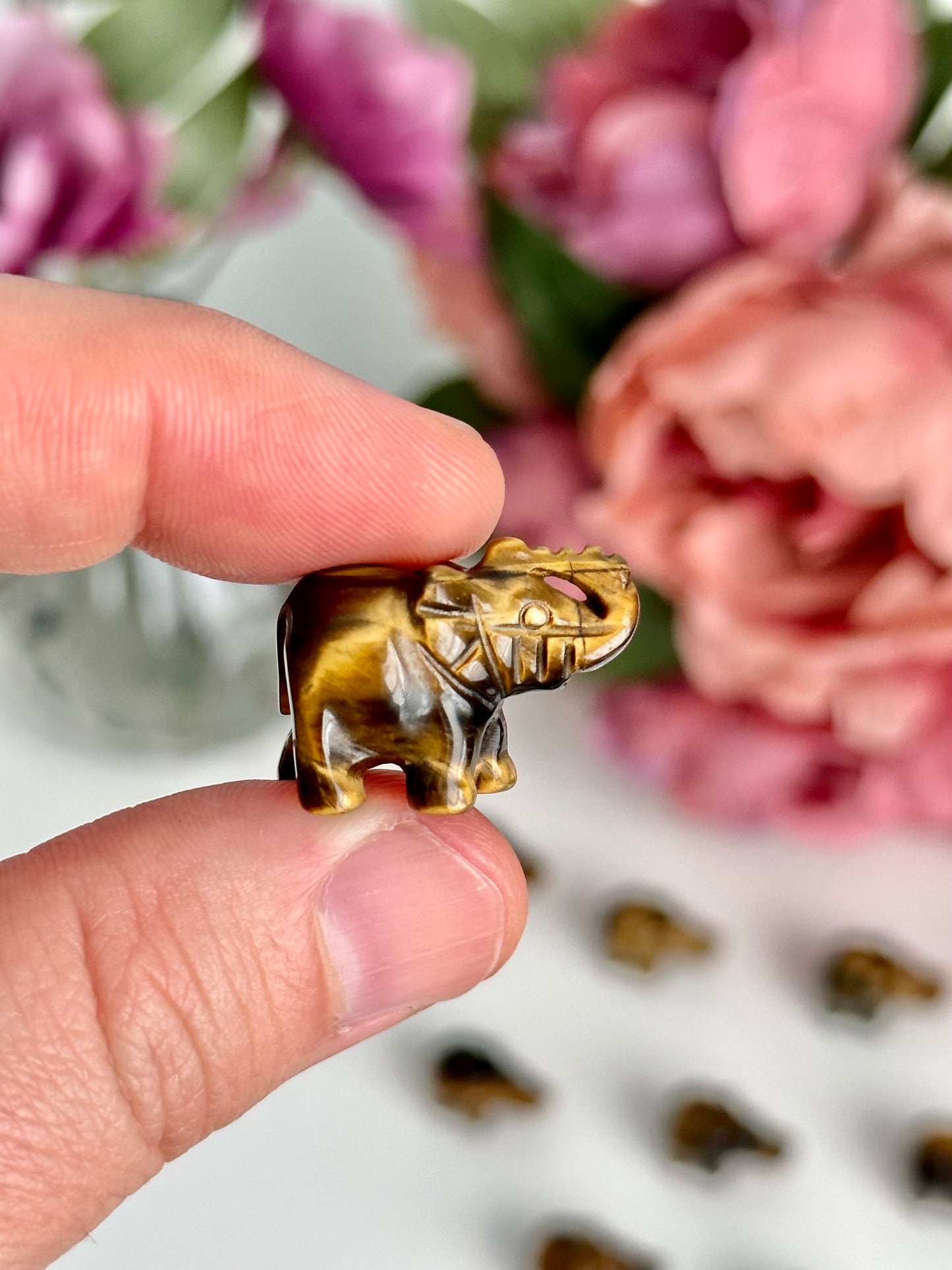 Tiger’s Eye Mini Elephant Carving