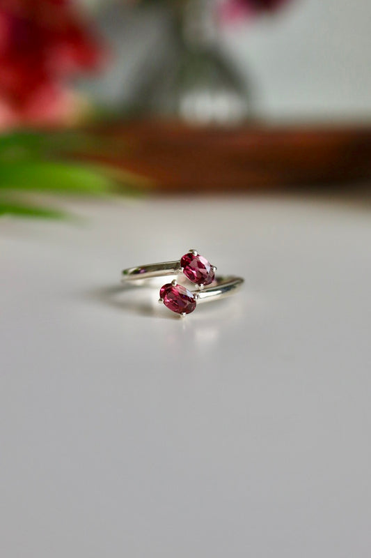 Pink Malaya Garnet Ring, Adjustable