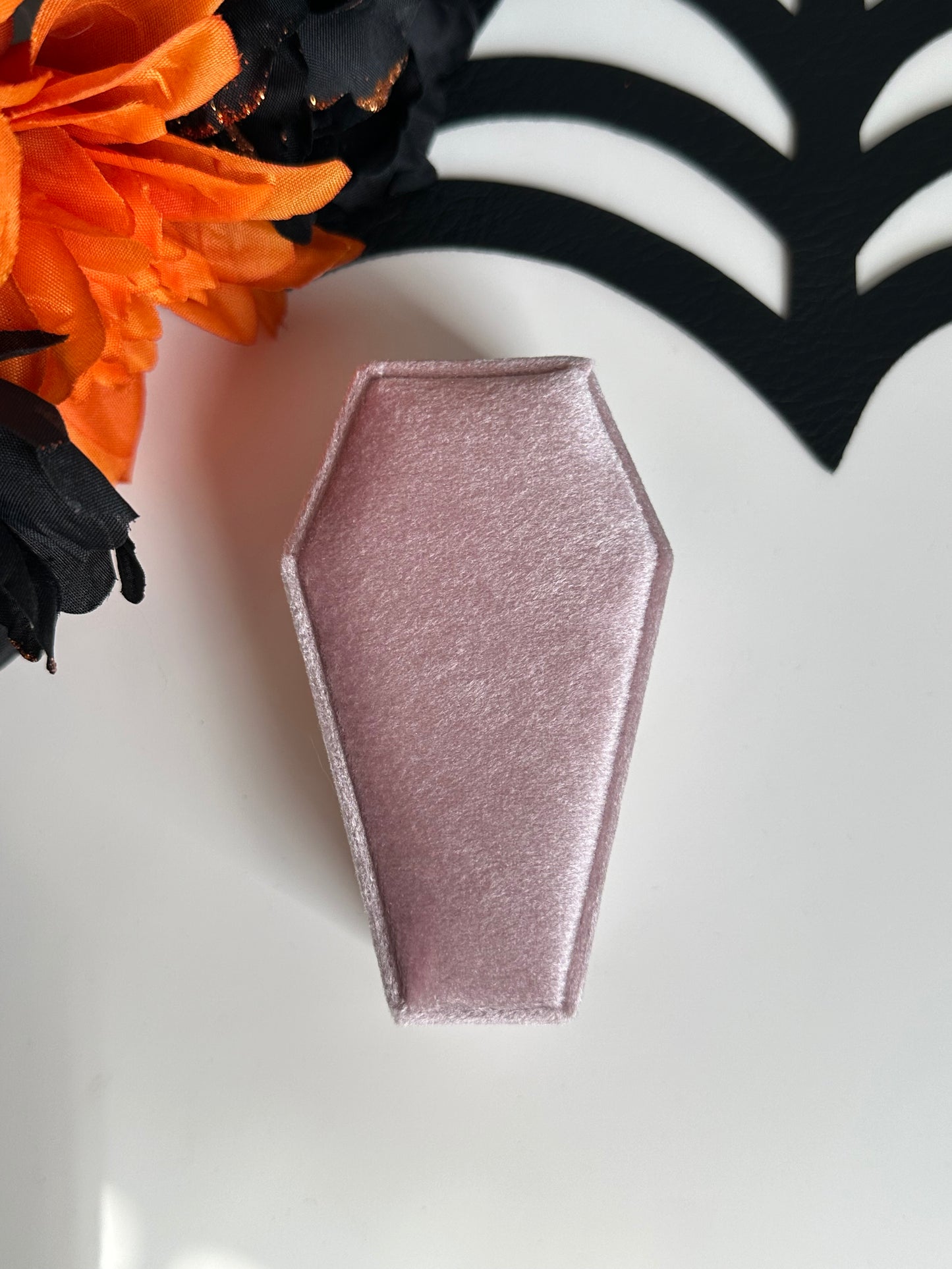 Pink Velvet Coffin Ring Box