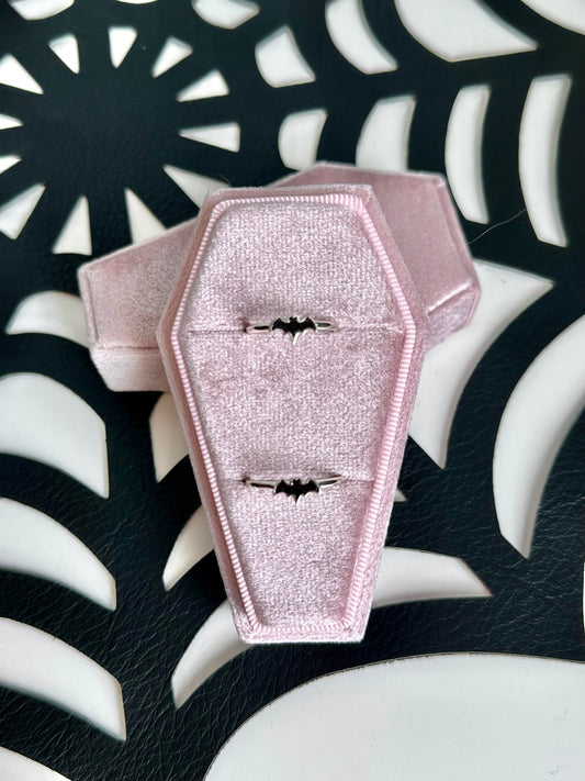 Pink Velvet Coffin Ring Box