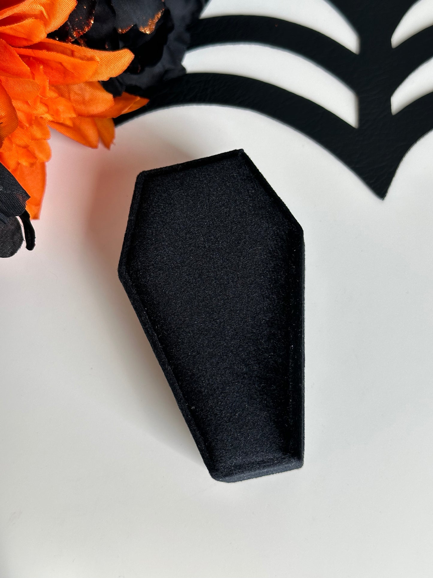 Black Velvet Coffin Ring Box