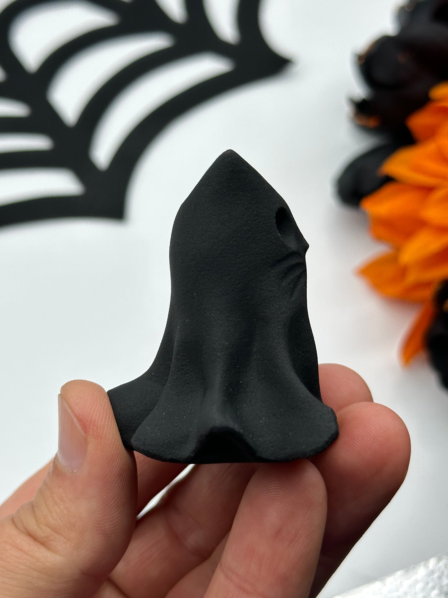 Black Obsidian Ghost Cat Carving