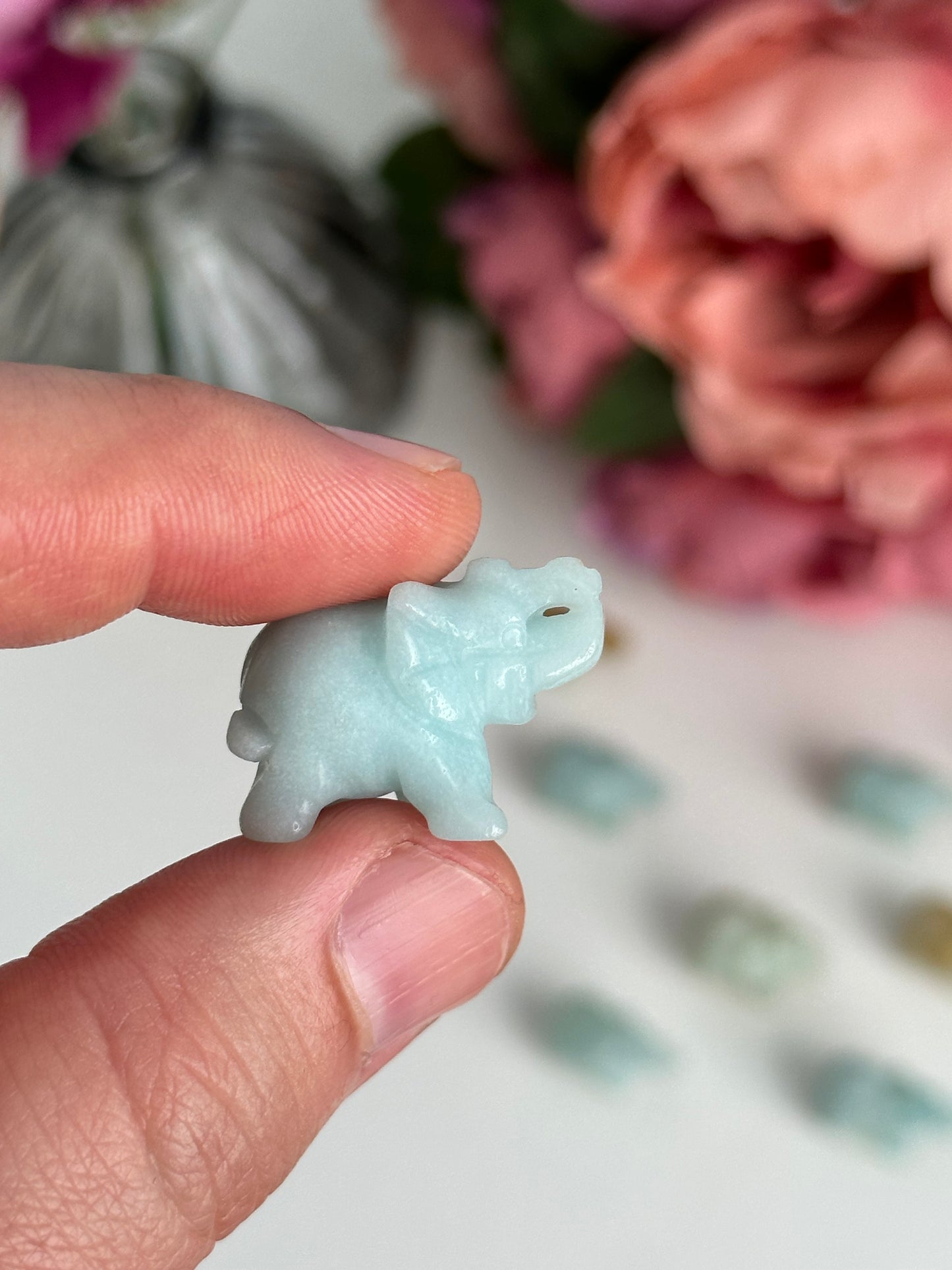 Blue Quartz Mini Elephant Carving