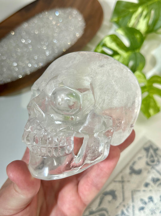 Premium Hollow Jaw Clear Quartz Skull Carving