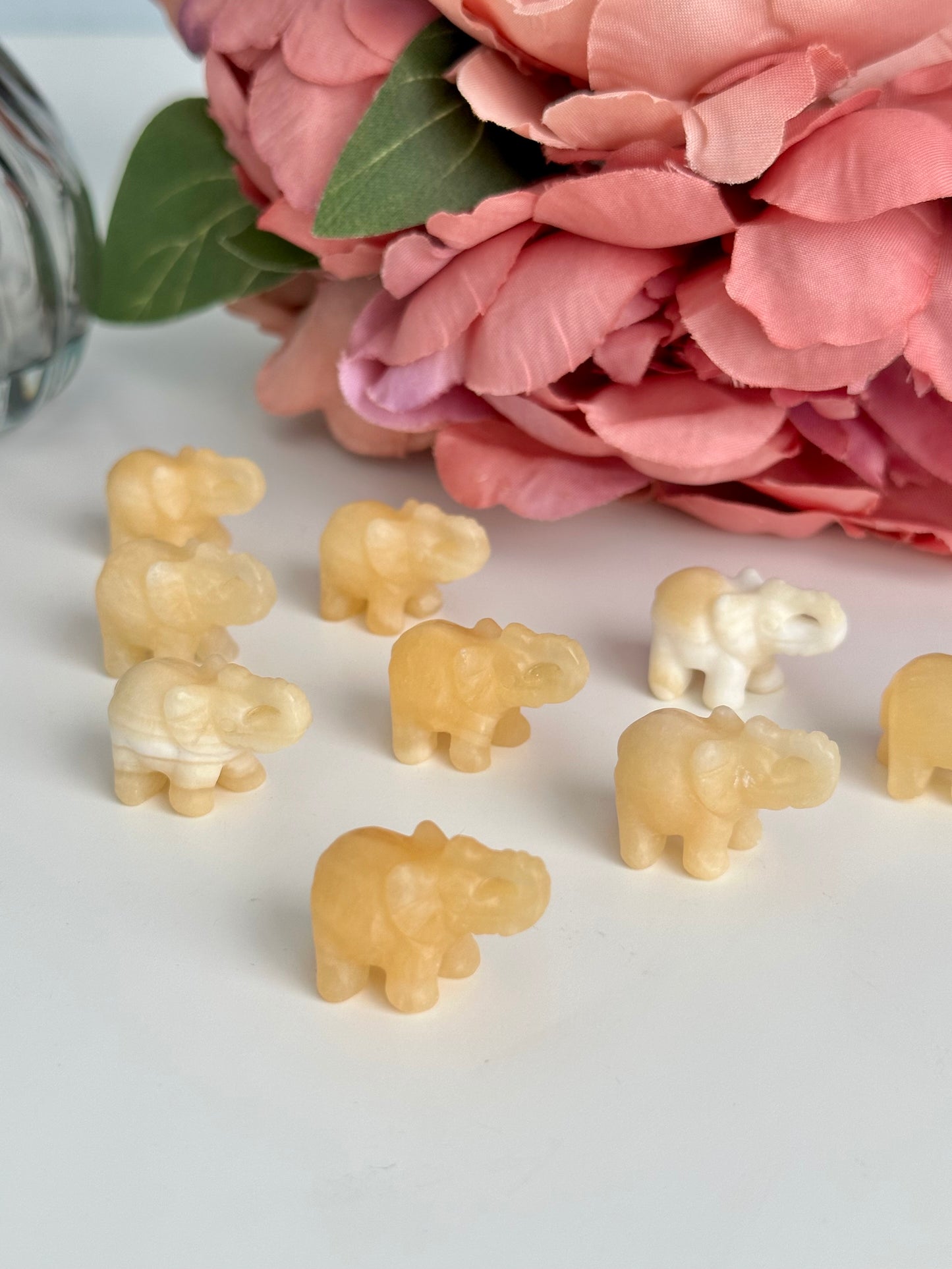 Yellow Calcite Mini Elephant Carving