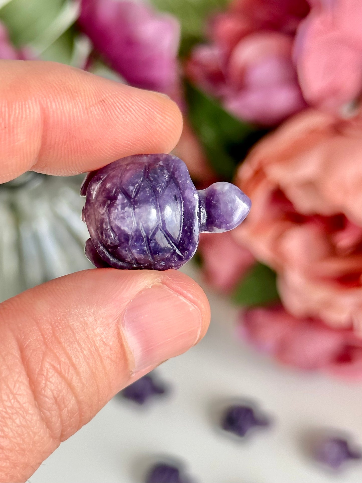 Lepidolite Mini Turtle Carving