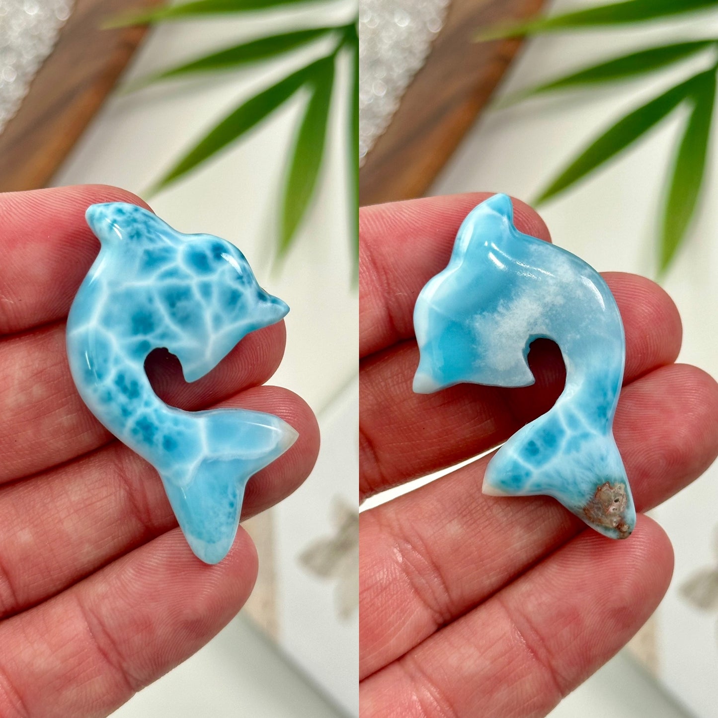 AA Larimar Dolphin Carvings