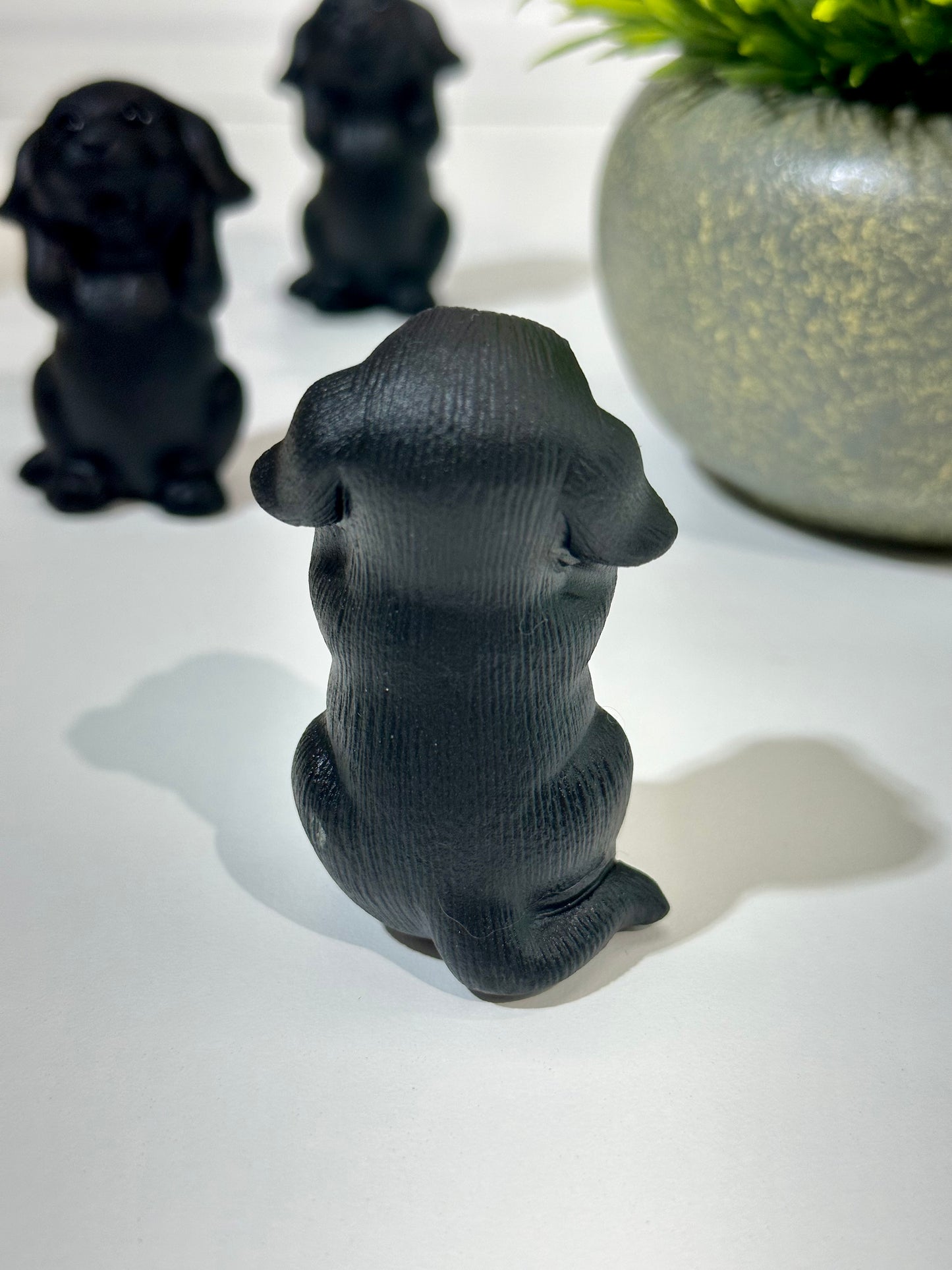 Black Obsidian Happy Dog Carving