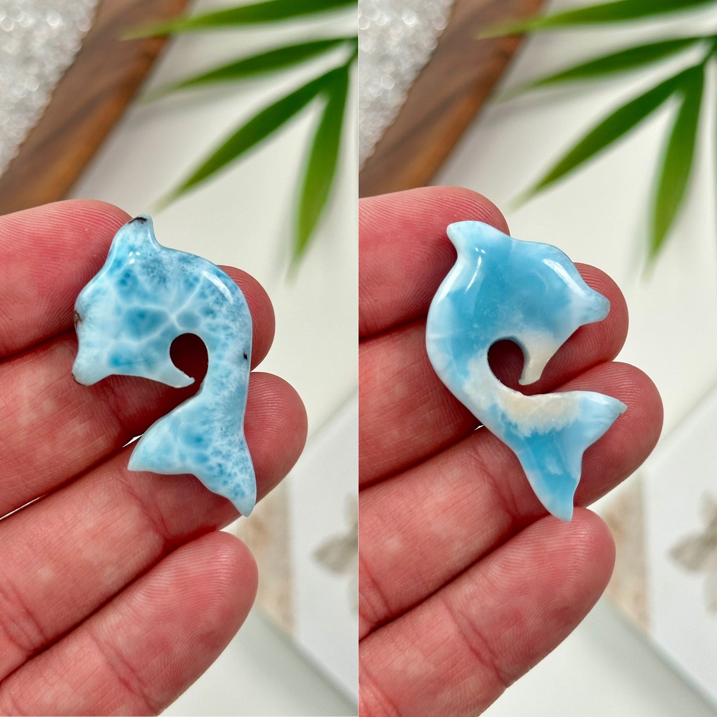 AA Larimar Dolphin Carvings