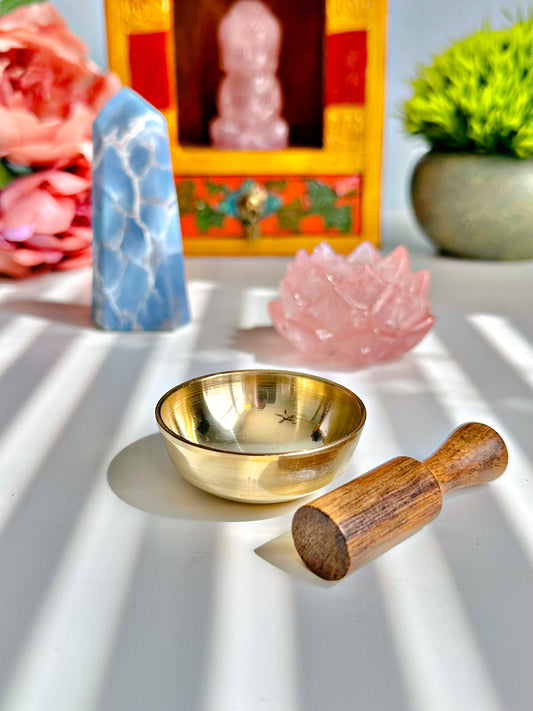 Mini Brass Singing Bowl with Wooden Mallet