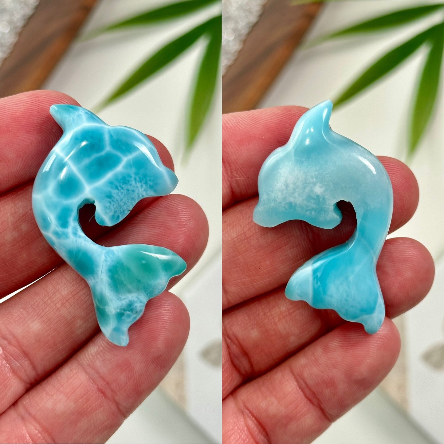 AA Larimar Dolphin Carvings