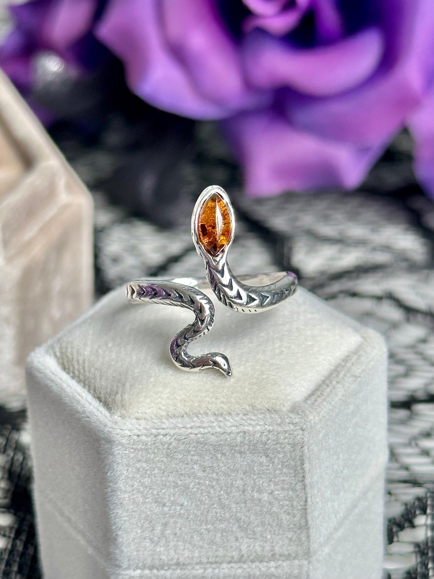 Baltic Amber Adjustable Snake Ring