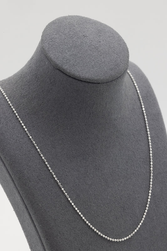 Fixed Length Diamond Cut Bead .925 Sterling Silver Chain
