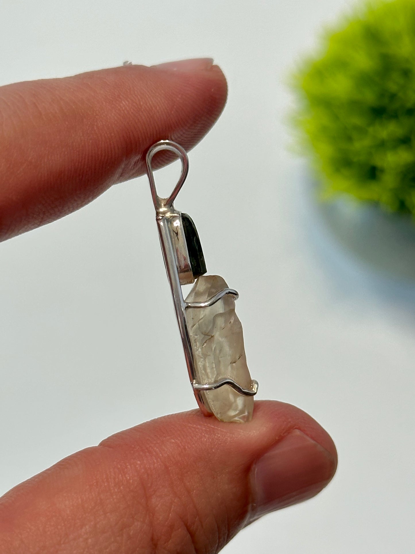 Moldavite and Libyan Desert Glass Pendant