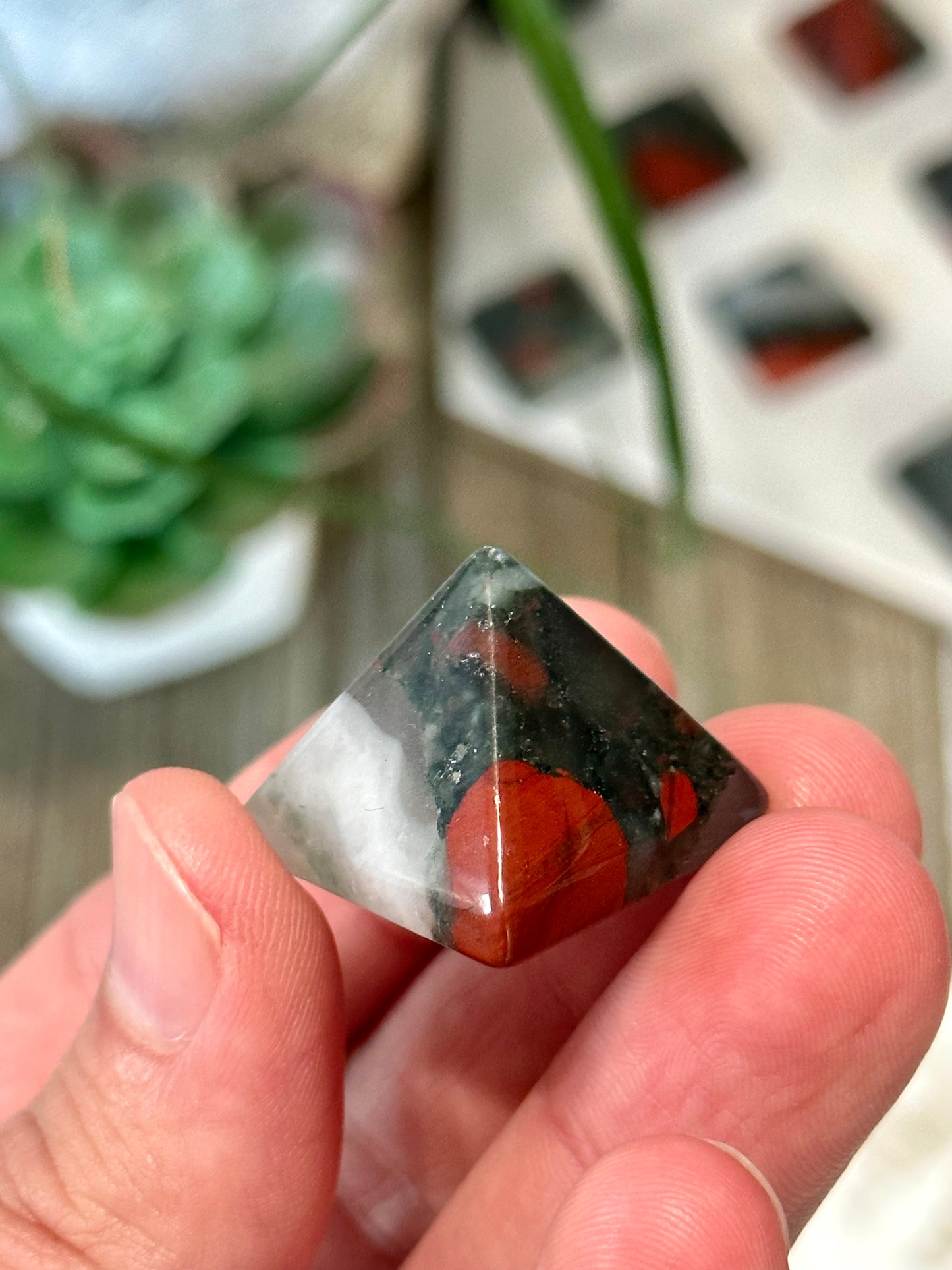 1 Inch Mini Bloodstone Pyramid