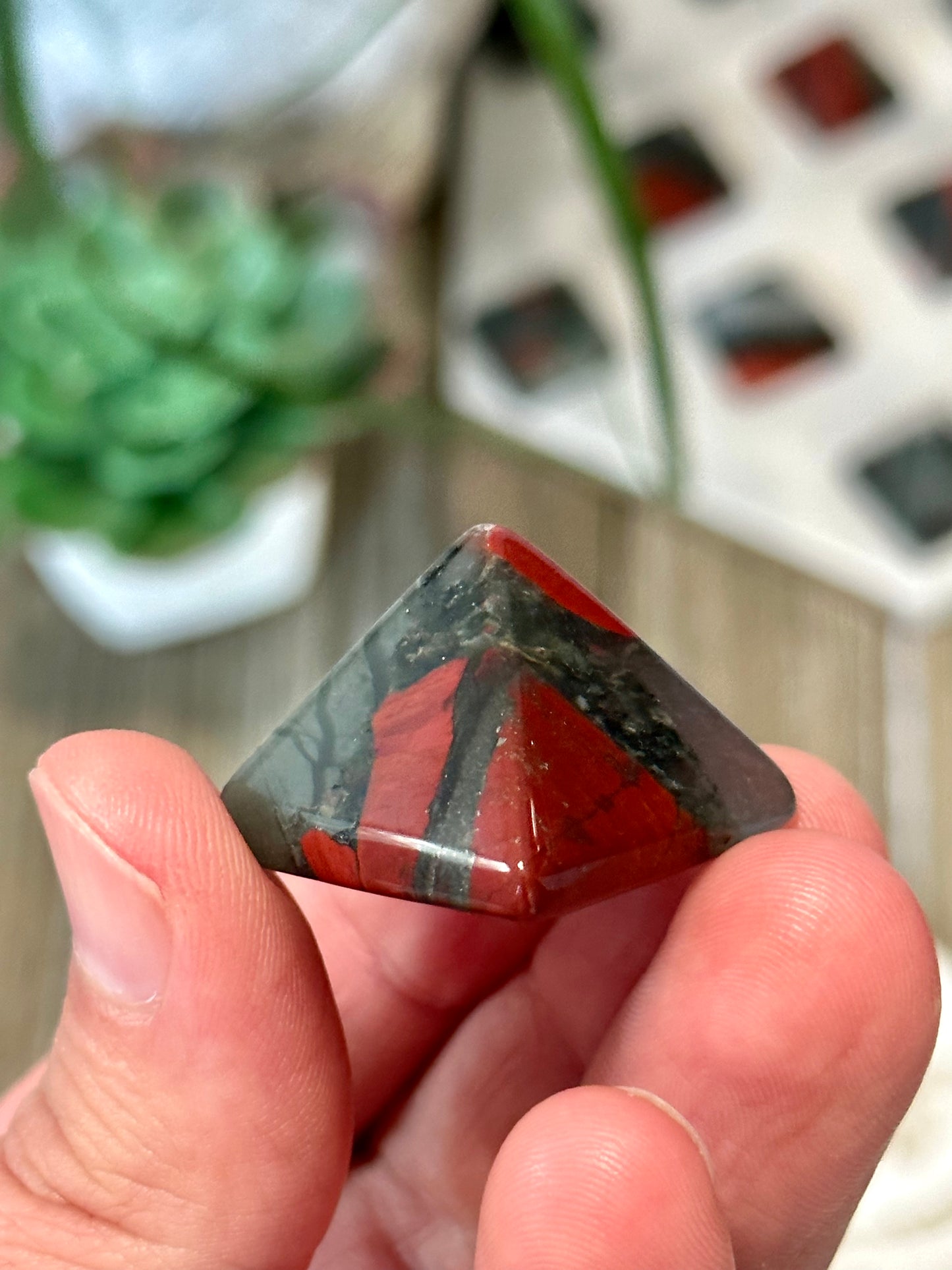 1 Inch Mini Bloodstone Pyramid