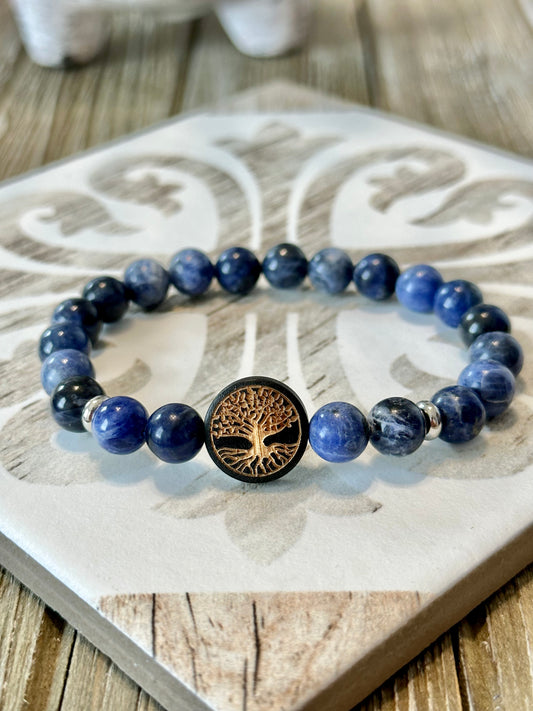 8mm Sodalite Tree of Life Stretch Bracelet