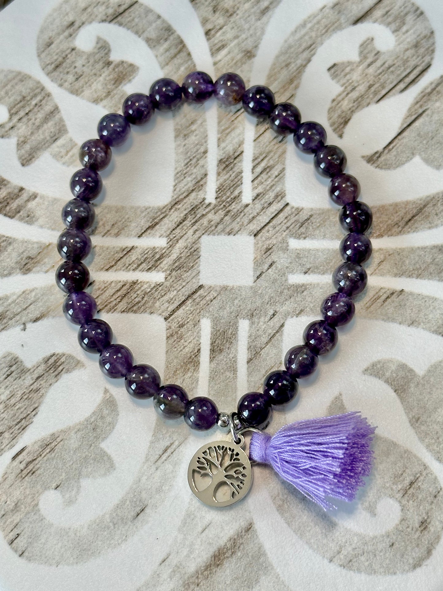 6mm Amethyst Tree of Life Bracelet