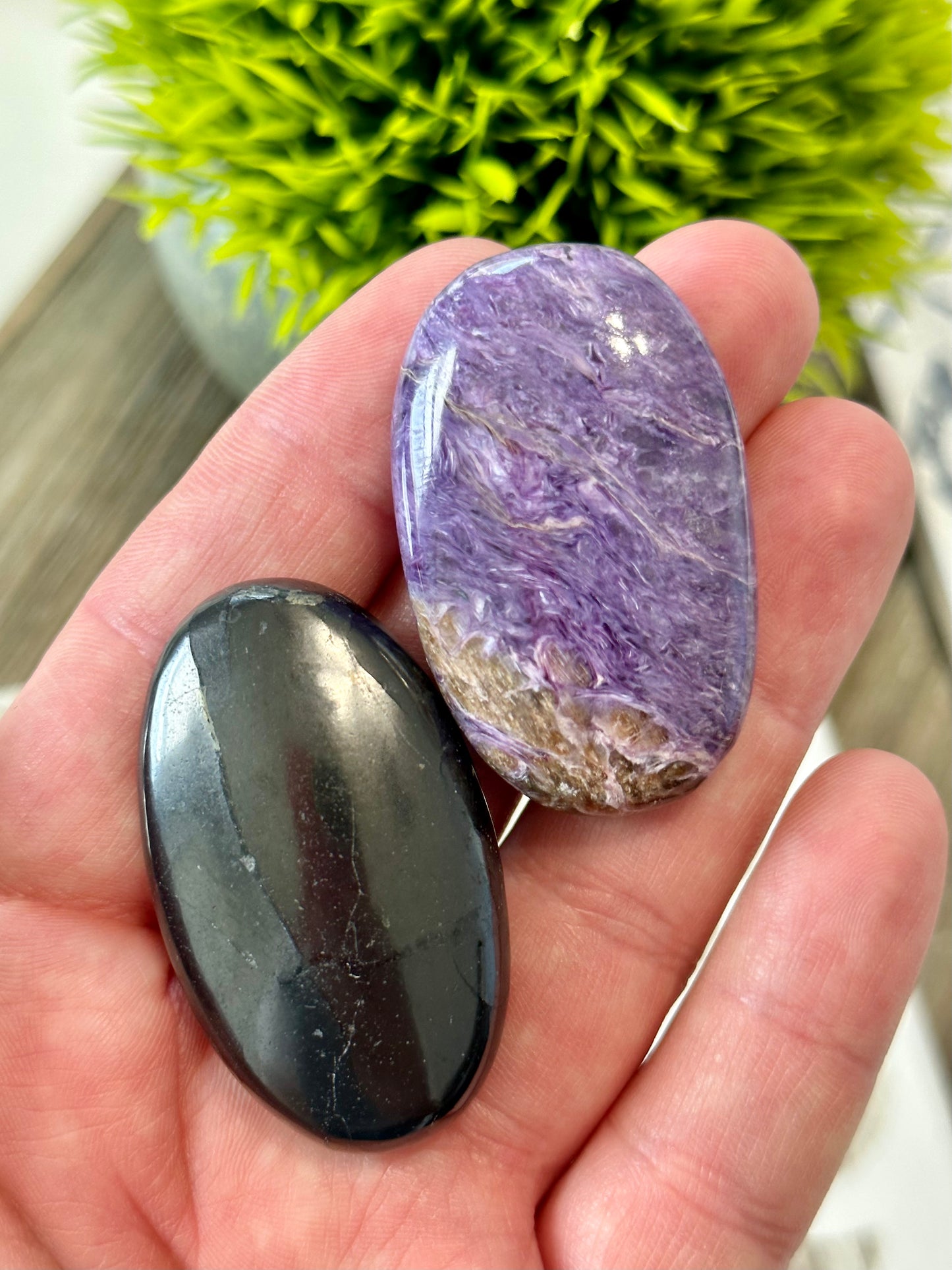 Charoite & Shungite Palm Stone Harmonizer/Balancer Set