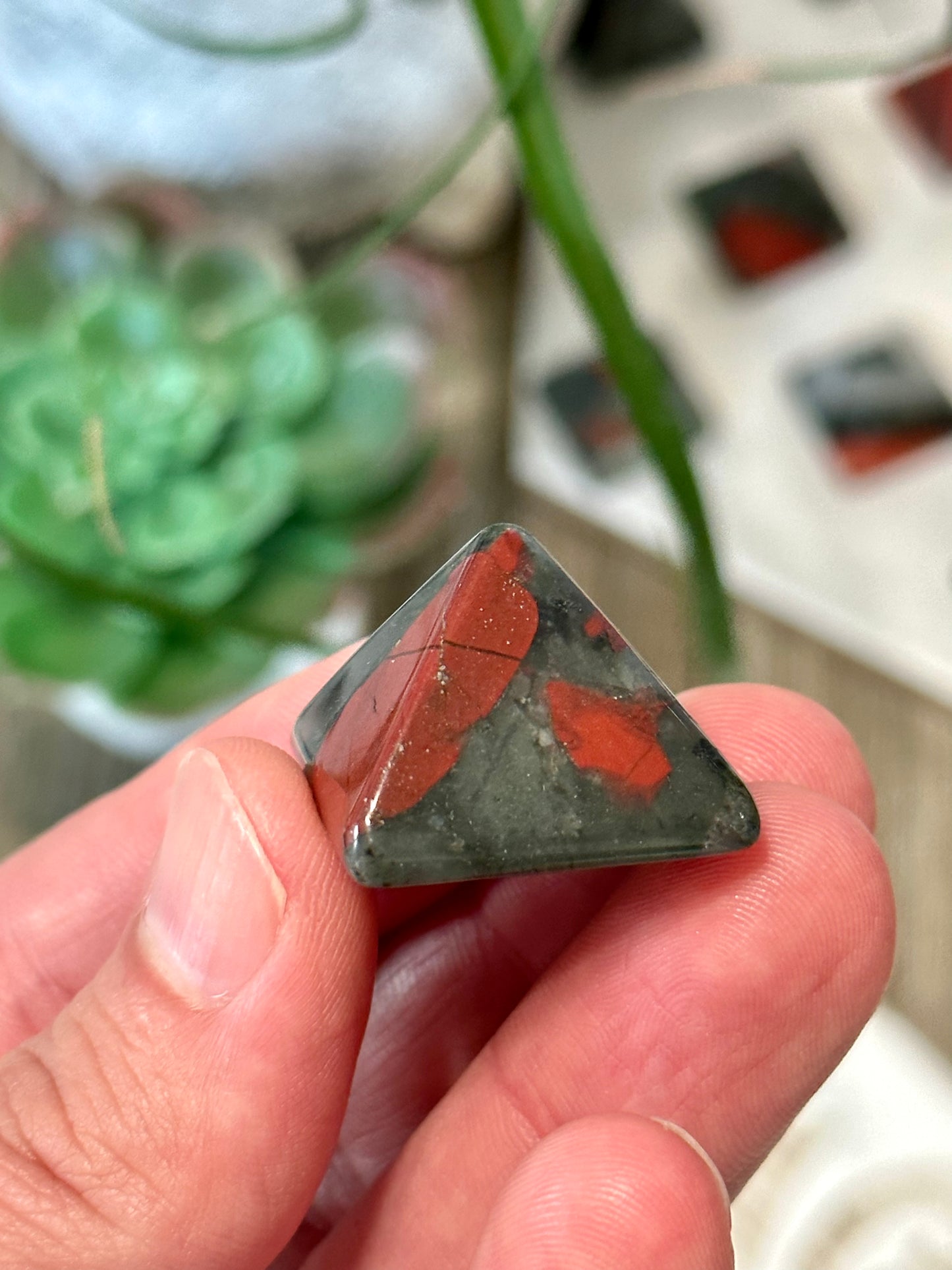 1 Inch Mini Bloodstone Pyramid