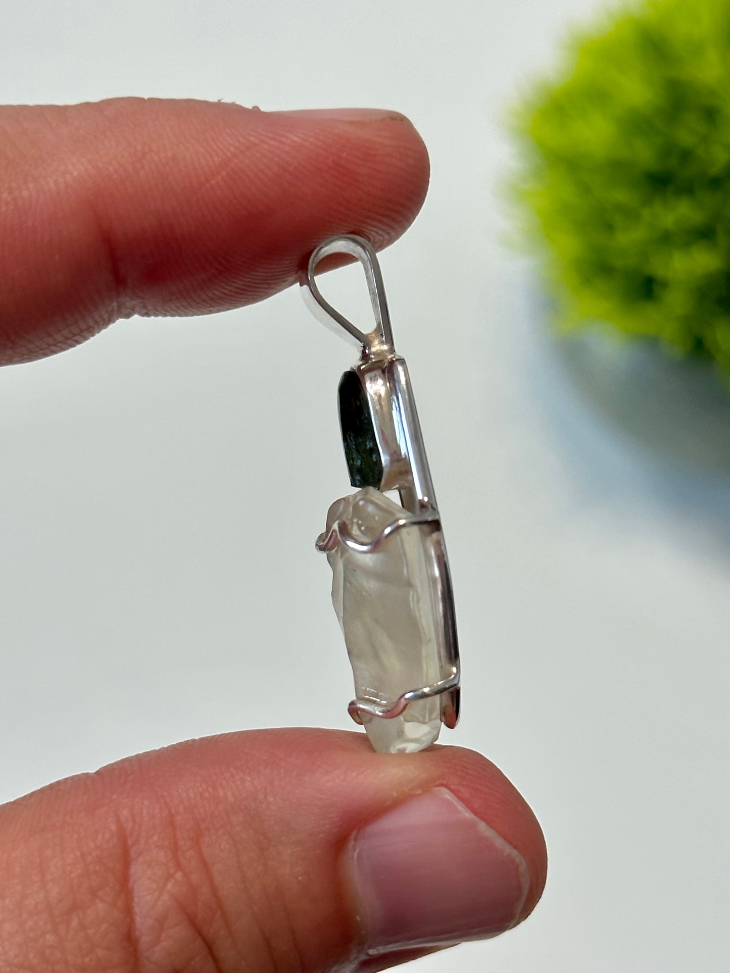 Moldavite and Libyan Desert Glass Pendant