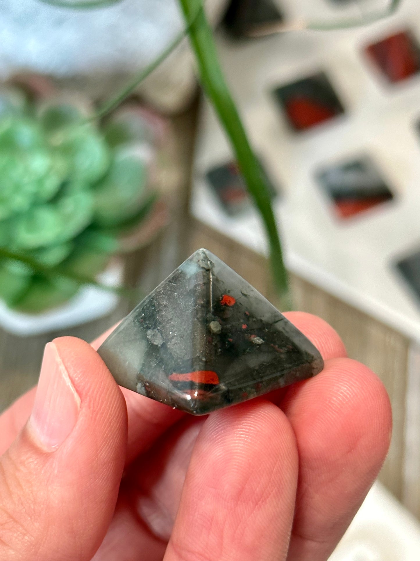 1 Inch Mini Bloodstone Pyramid