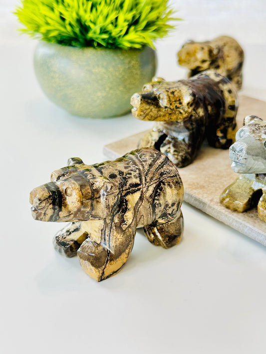 Dendritic Jasper Bear Carving