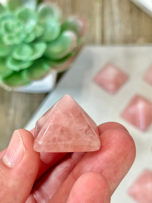 1 Inch Mini Rose Quartz Pyramid