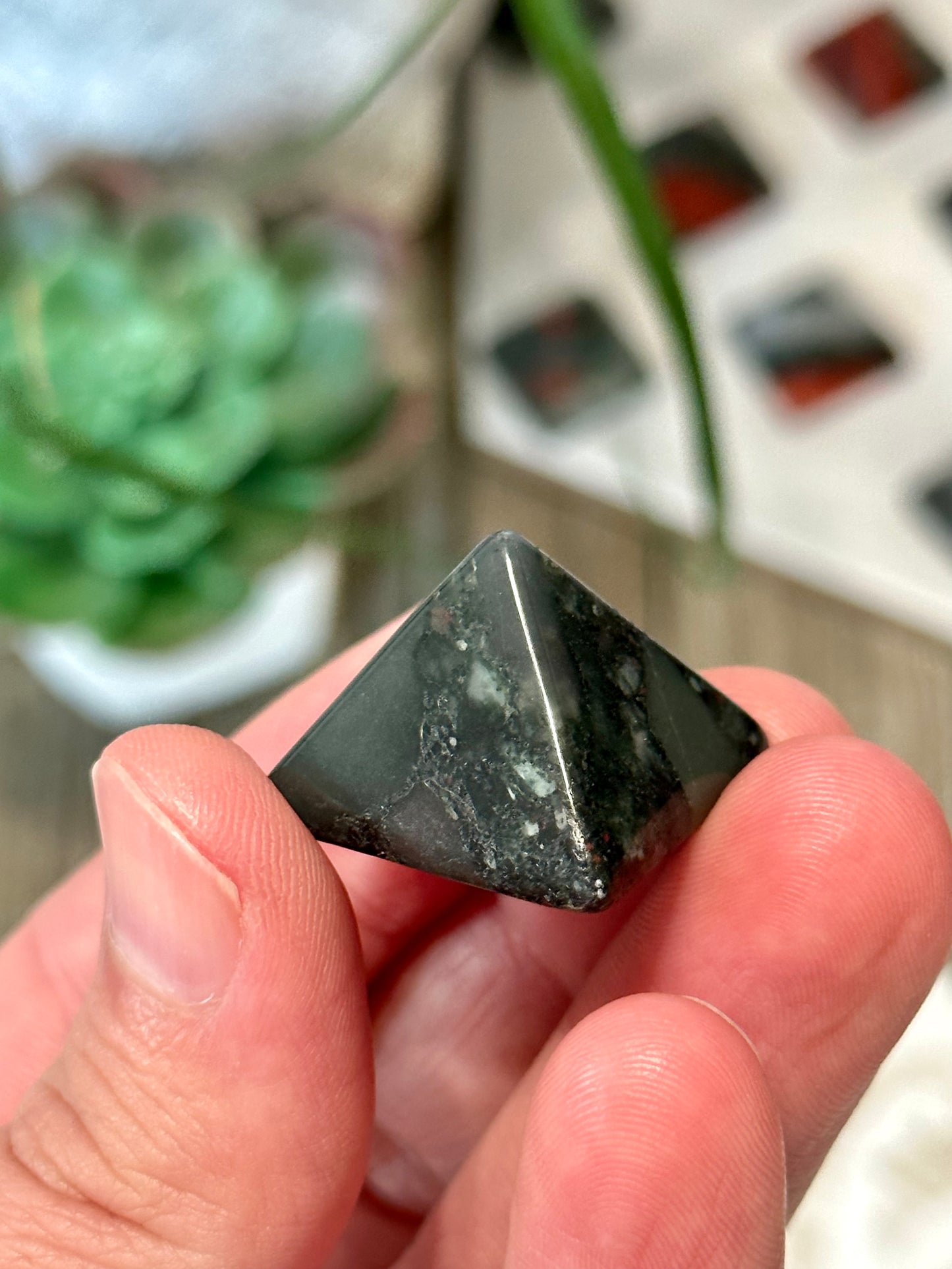 1 Inch Mini Bloodstone Pyramid