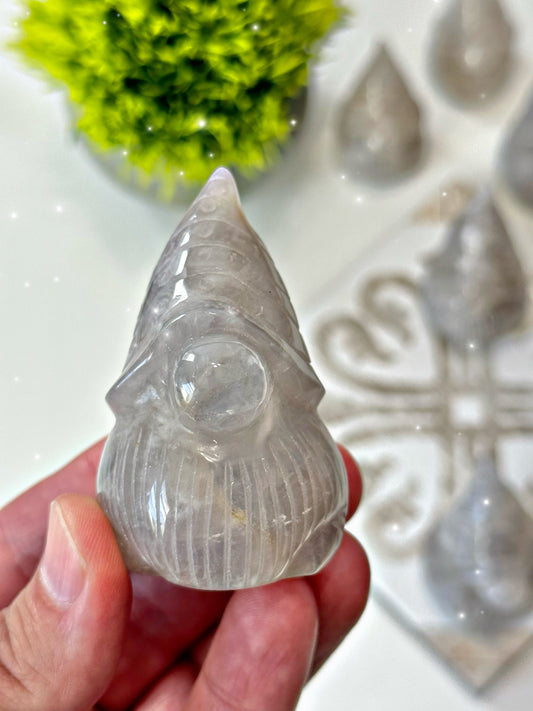 Blue Rose Quartz Garden Gnome Carving