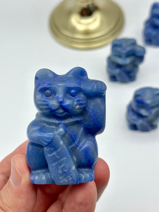 Blue Aventurine Lucky Cat, Maneki Neko