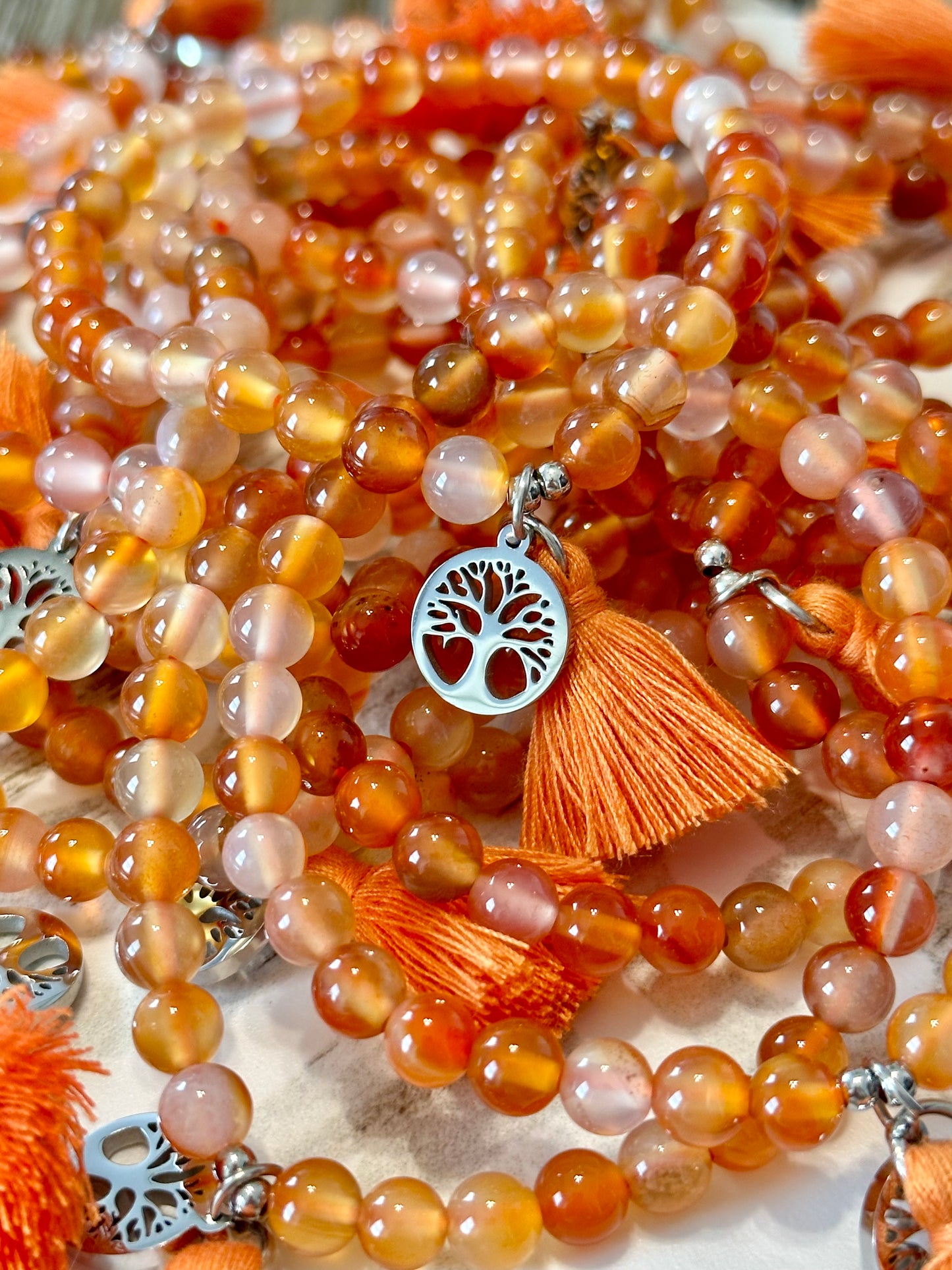 6mm Carnelian Tree of Life Stretch Bracelet