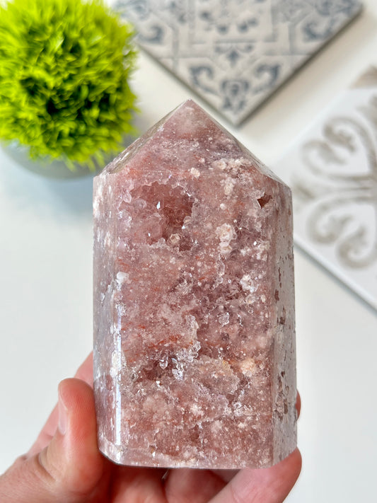 Pink Amethyst Tower with druzy, Brazil