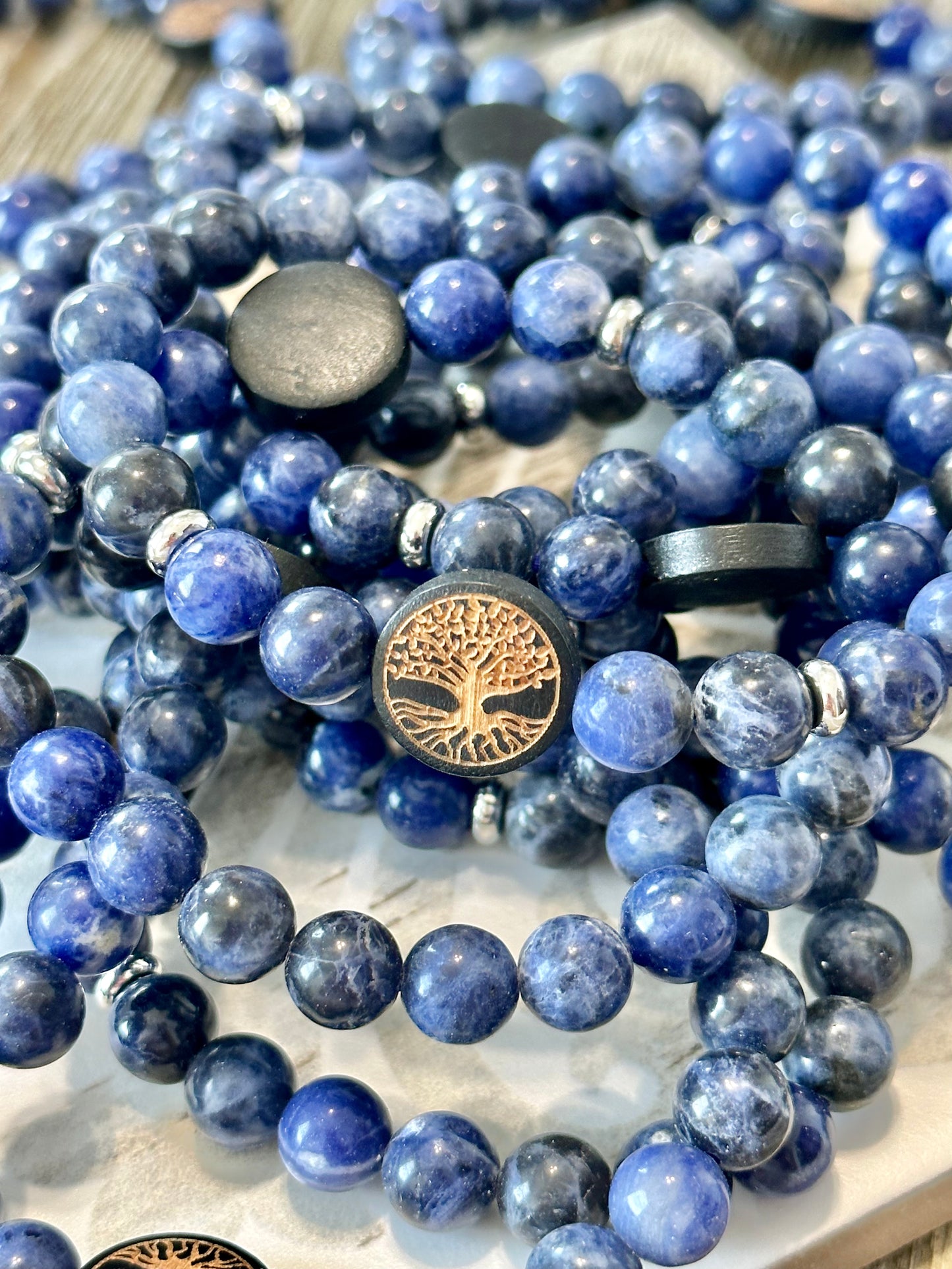 8mm Sodalite Tree of Life Stretch Bracelet