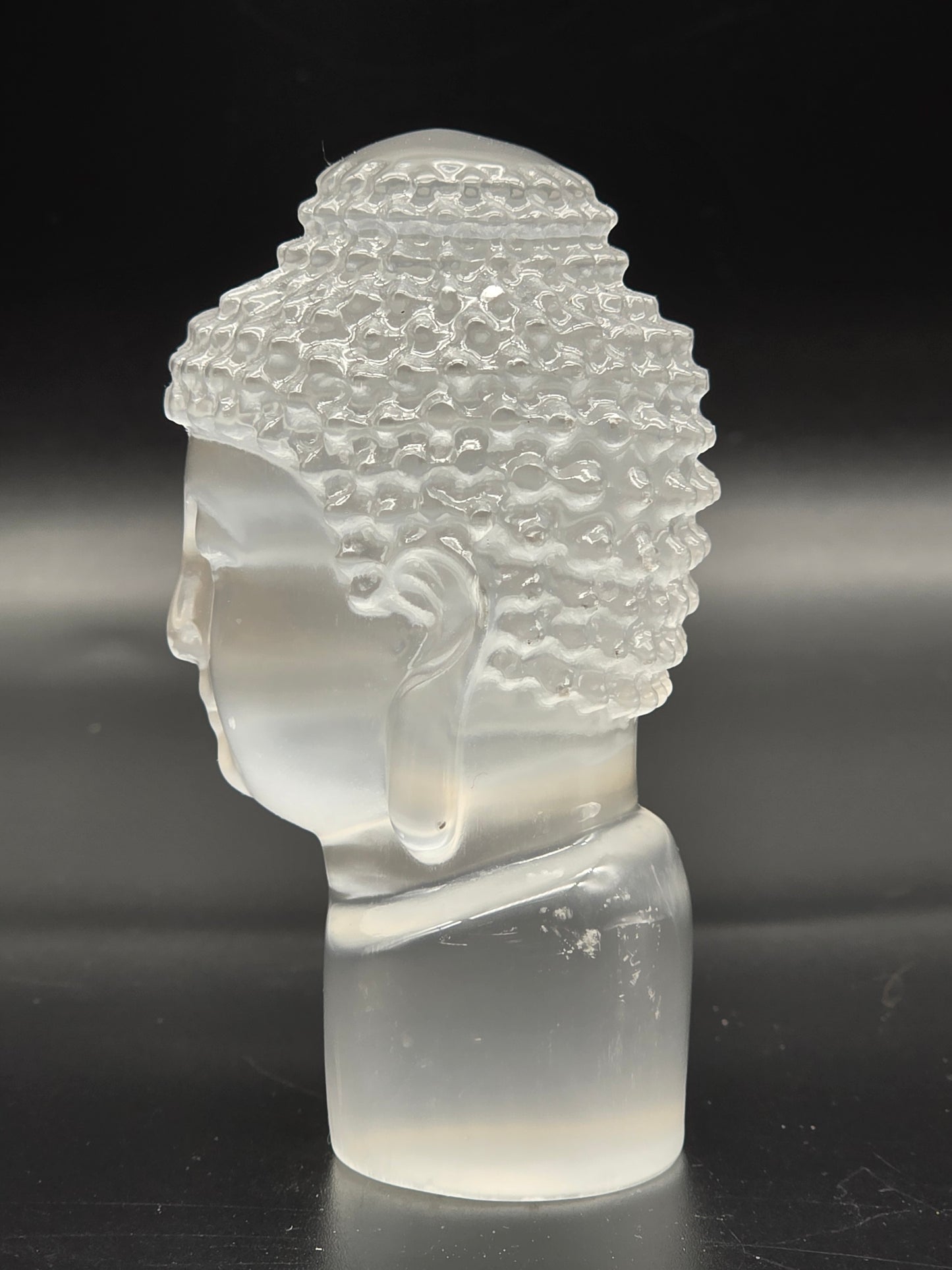 Selenite Buddha Head Carving- Self Standing