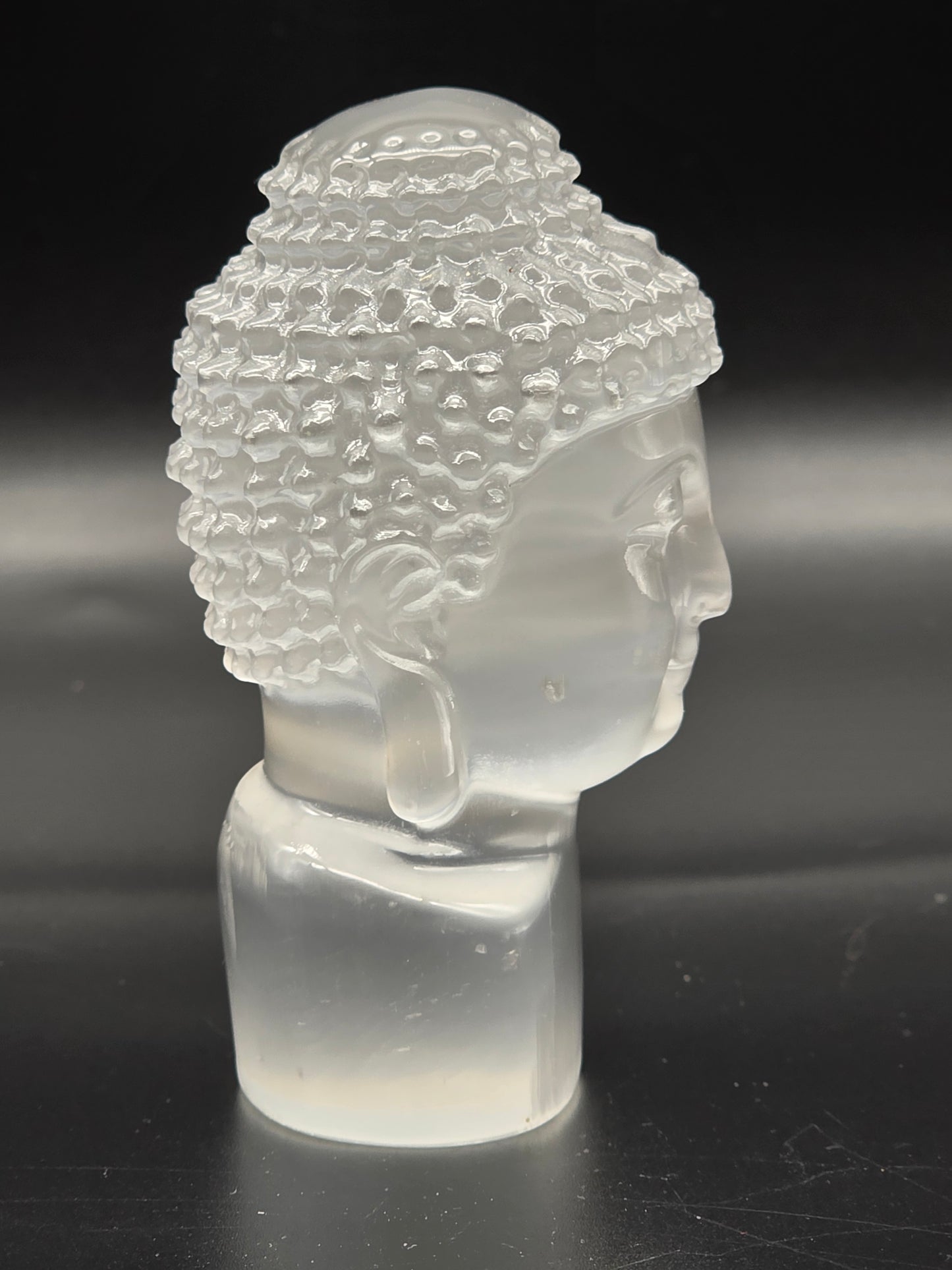 Selenite Buddha Head Carving- Self Standing