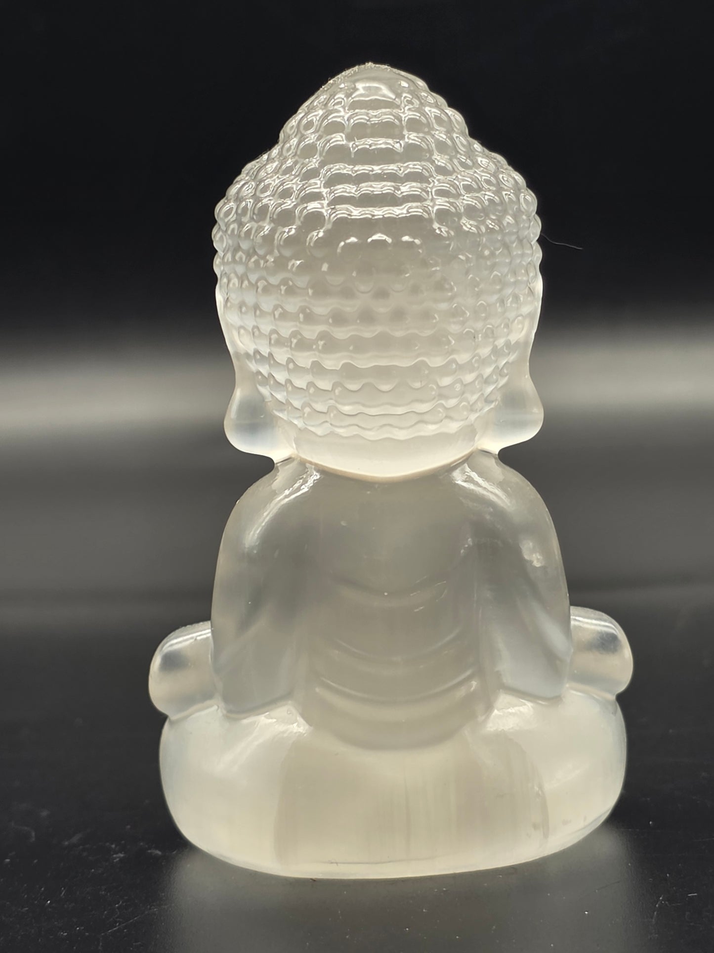 Selenite Seated Young Buddha Carving - Self Standing