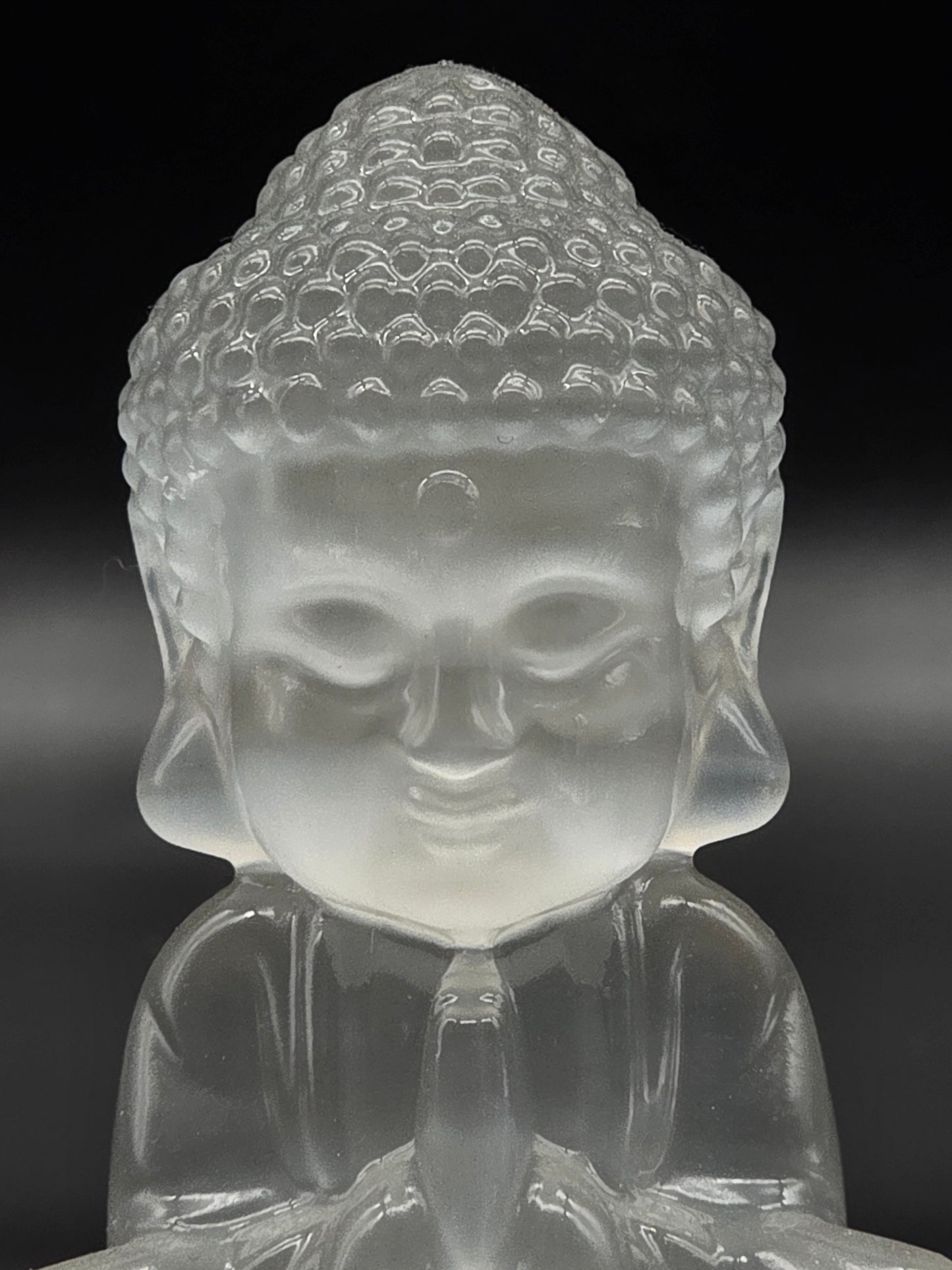 Selenite Seated Young Buddha Carving - Self Standing